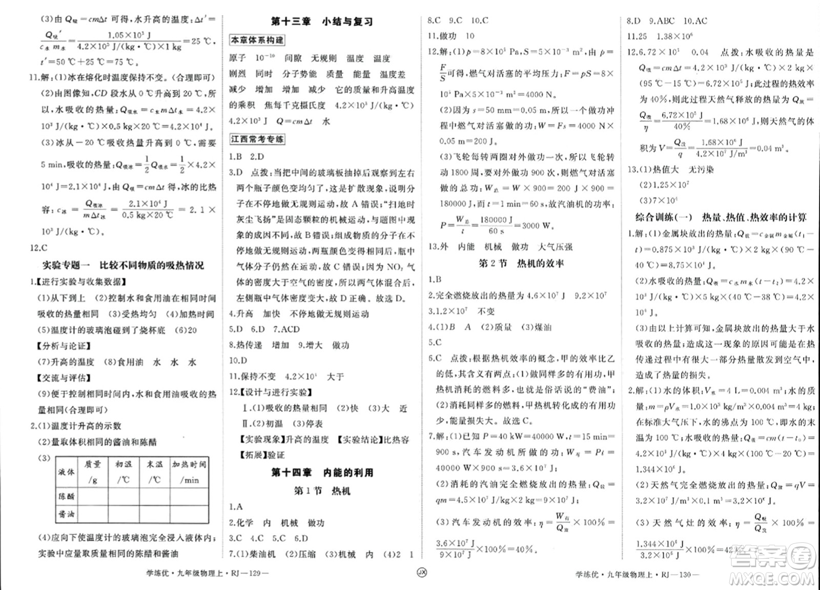 寧夏人民教育出版社2023年秋學(xué)練優(yōu)九年級(jí)物理上冊(cè)人教版答案