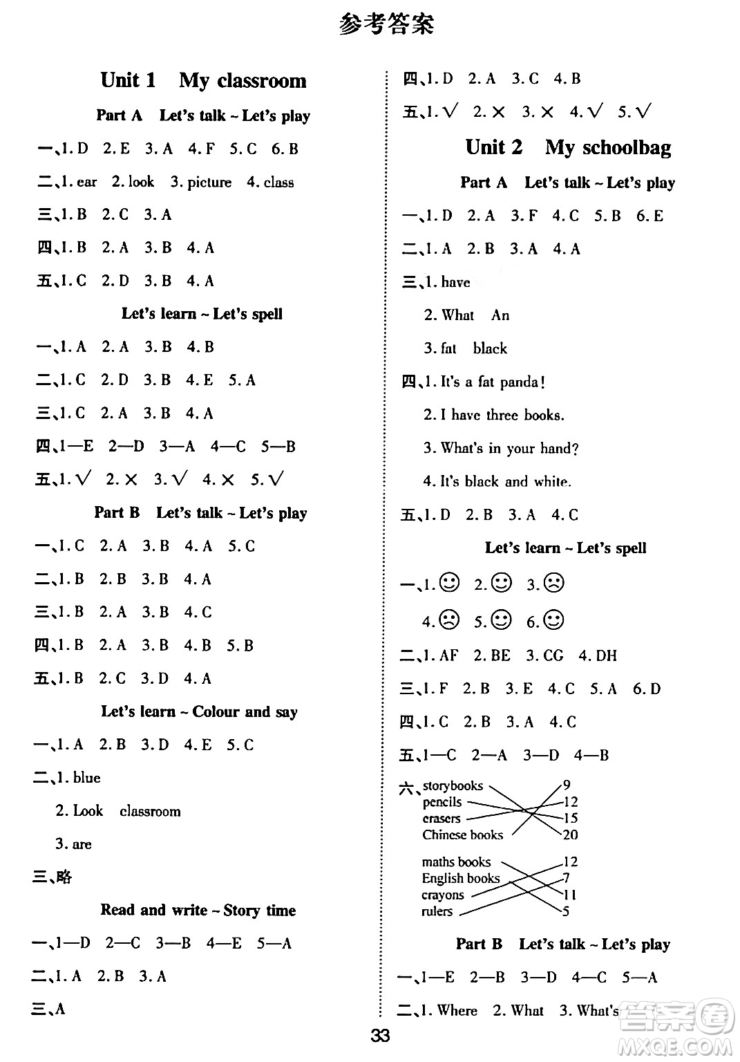 古州古籍出版社2023年秋黃岡課課練四年級(jí)英語(yǔ)上冊(cè)人教PEP版答案