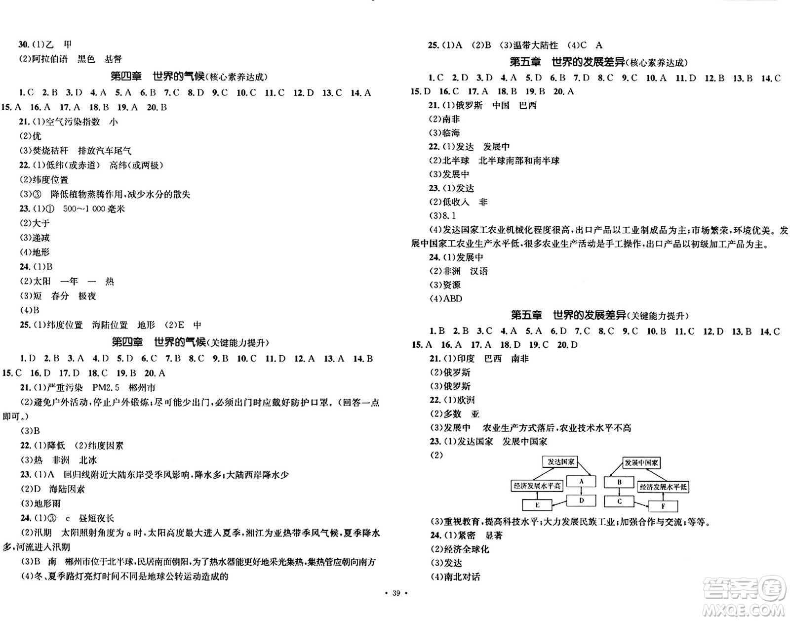 湖南教育出版社2023年秋學(xué)科素養(yǎng)與能力提升七年級(jí)地理上冊(cè)湘教版答案