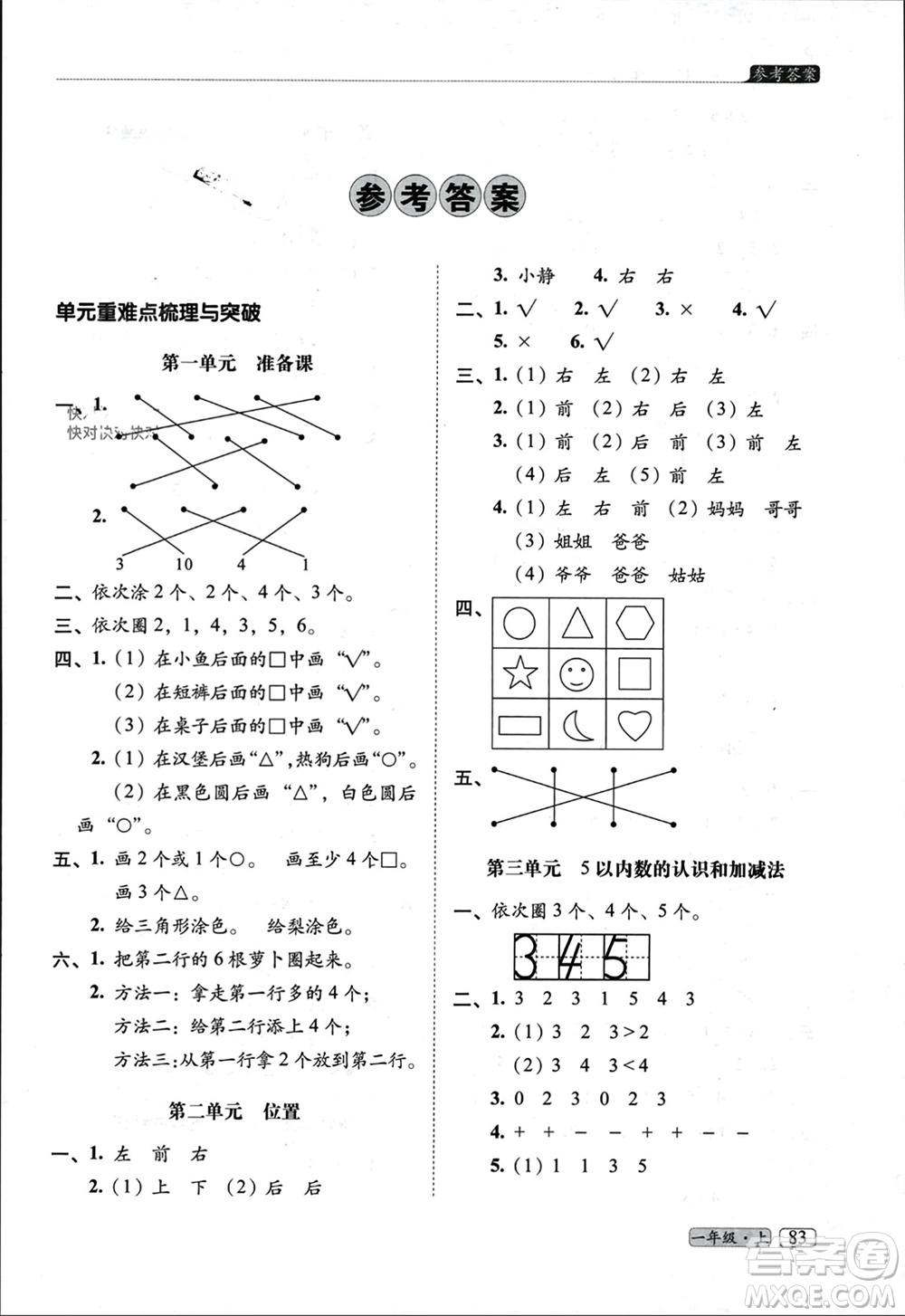 長(zhǎng)春出版社2023年秋68所助學(xué)叢書(shū)小學(xué)名校期末考試真題真卷精編一年級(jí)數(shù)學(xué)上冊(cè)人教版參考答案