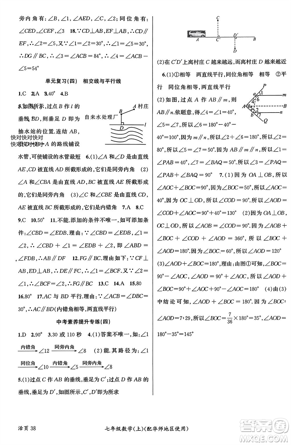 新疆青少年出版社2023年秋原創(chuàng)新課堂七年級數(shù)學上冊華師大版參考答案