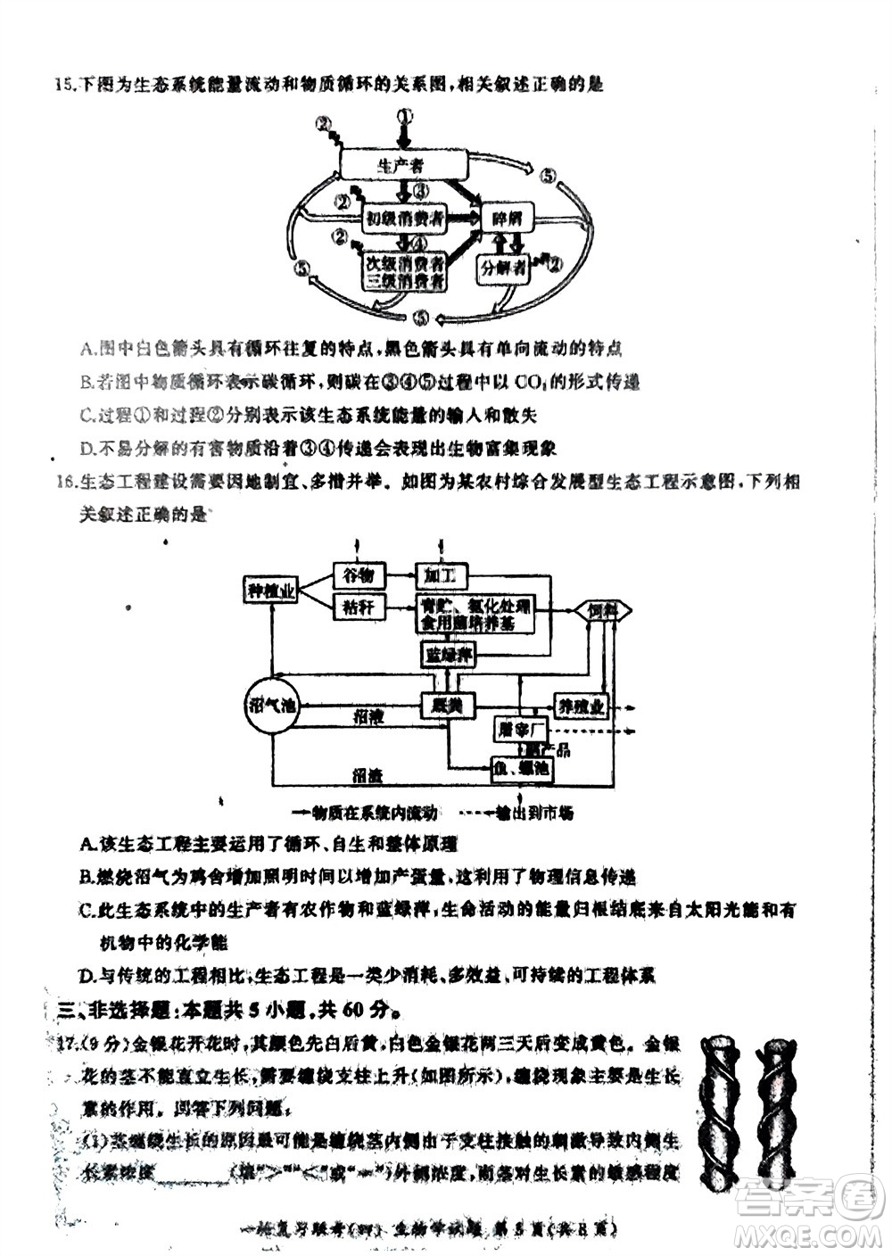 百師聯(lián)盟2024屆高三上學(xué)期一輪復(fù)習(xí)聯(lián)考四江西卷生物參考答案