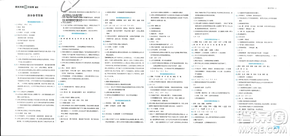 合肥工業(yè)大學出版社2023年秋期末沖刺100分金卷五年級語文上冊通用版參考答案