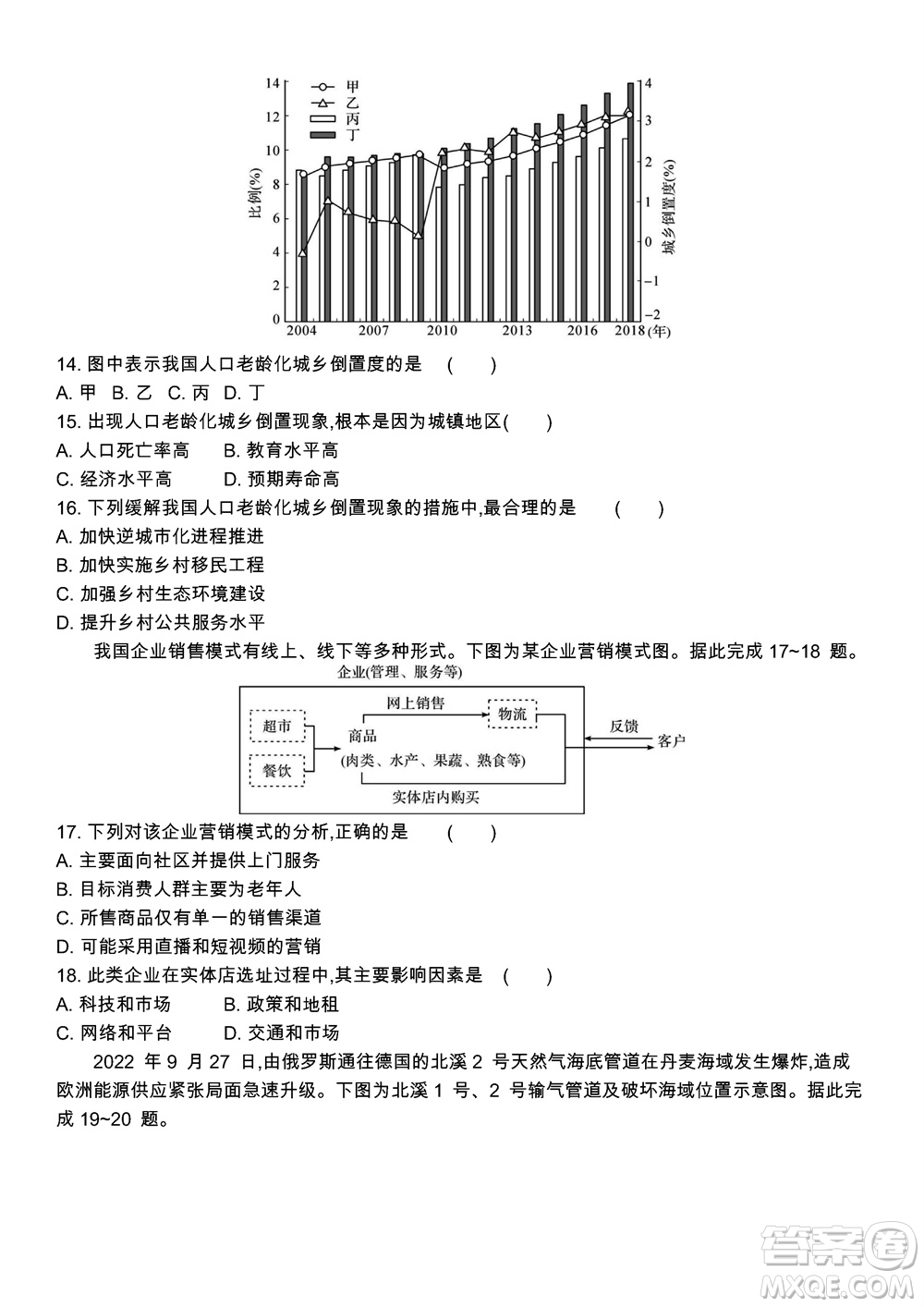 江蘇省2023-2024學年高三上學期期末迎考卷地理參考答案