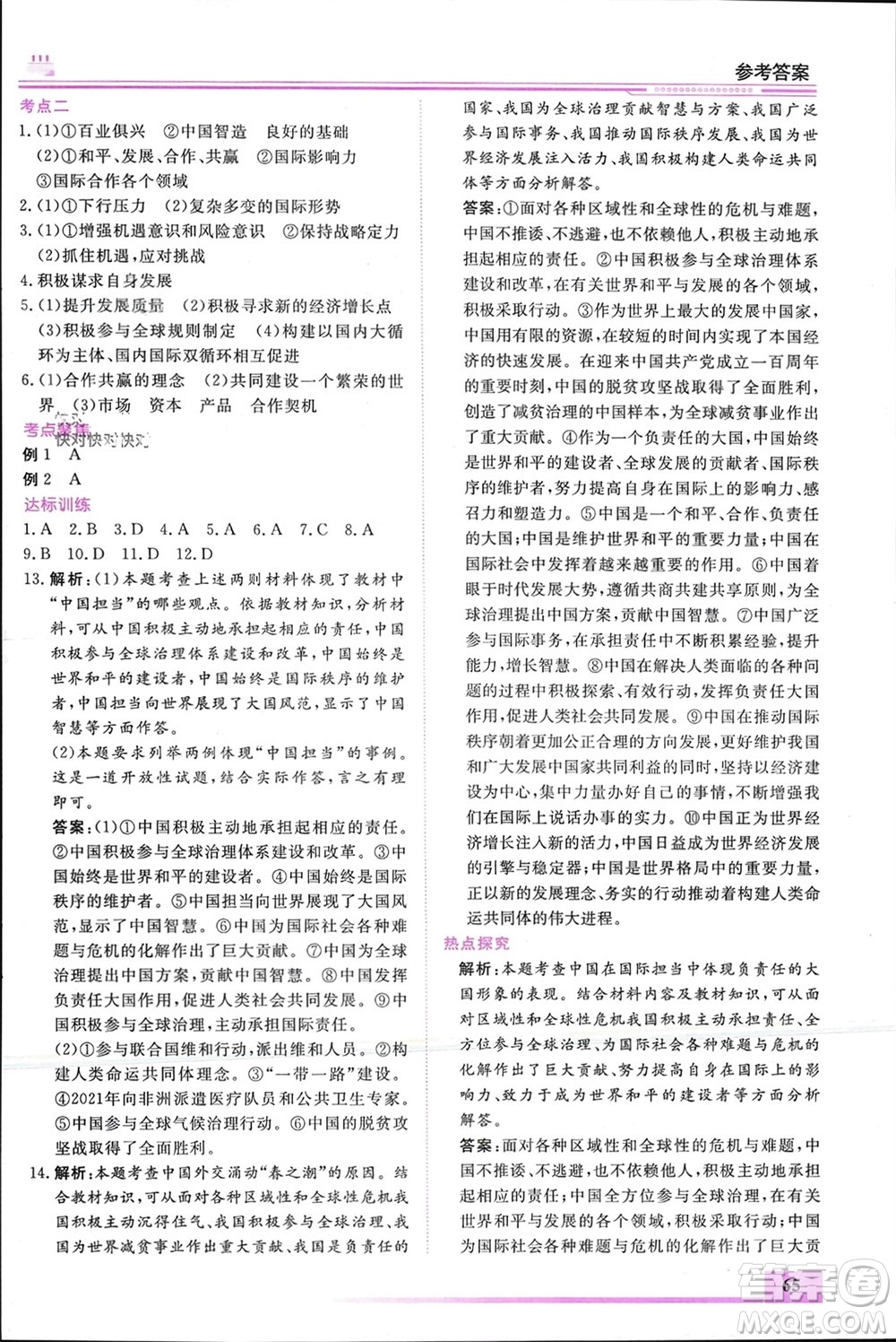 內(nèi)蒙古大學(xué)出版社2024文軒假期生活指導(dǎo)寒假作業(yè)九年級道德與法治課標(biāo)版參考答案