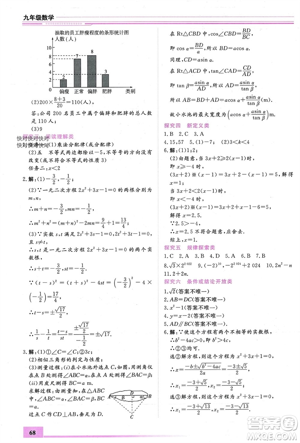 內(nèi)蒙古大學(xué)出版社2024文軒假期生活指導(dǎo)寒假作業(yè)九年級(jí)數(shù)學(xué)課標(biāo)版參考答案