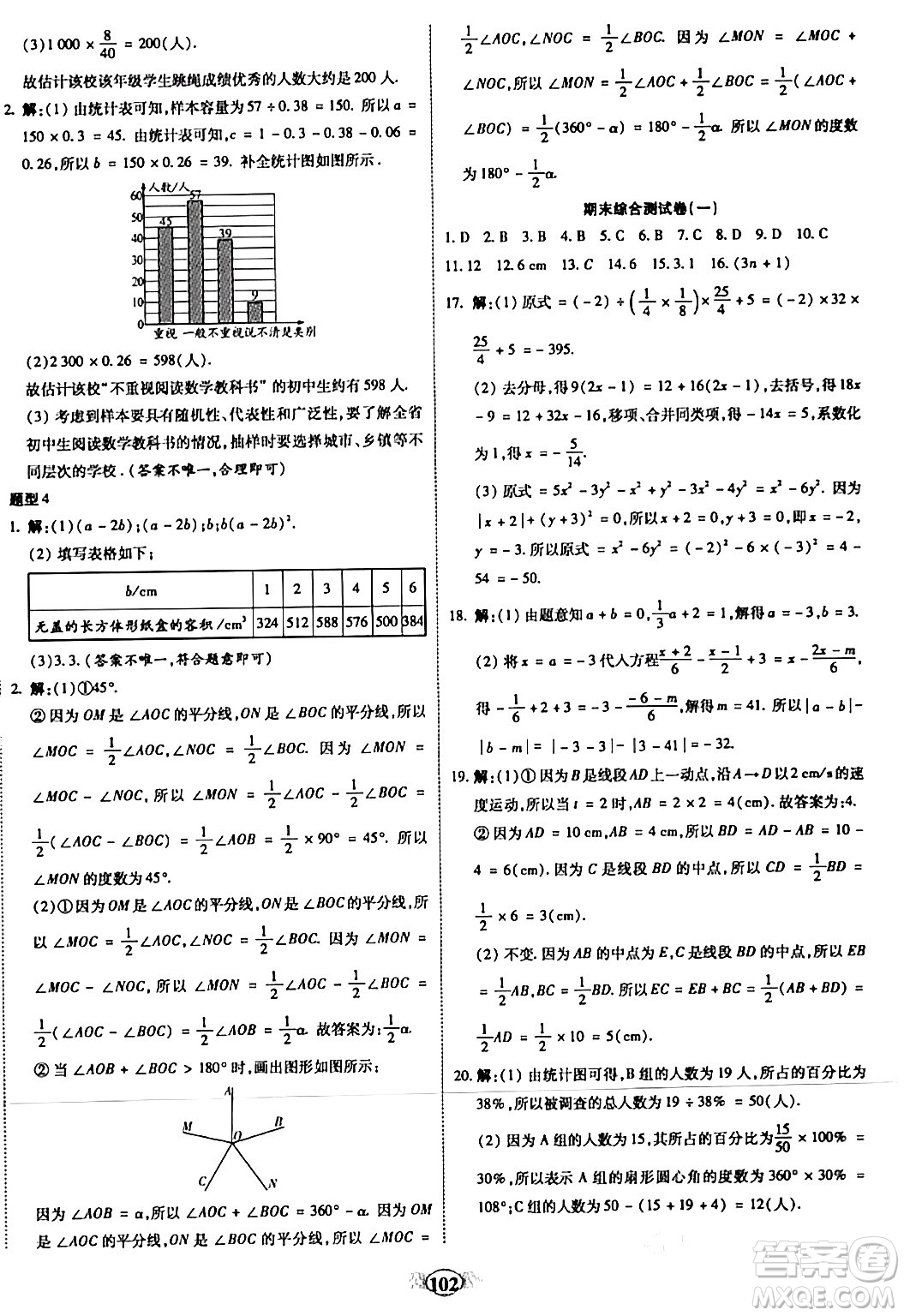 西安出版社2023年秋培優(yōu)奪冠金卷七年級(jí)數(shù)學(xué)上冊(cè)北師大版答案