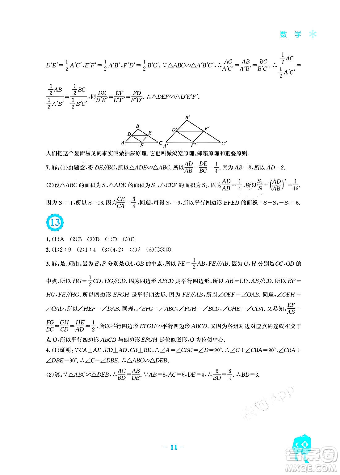 安徽教育出版社2024寒假作業(yè)九年級數(shù)學(xué)北師大版答案