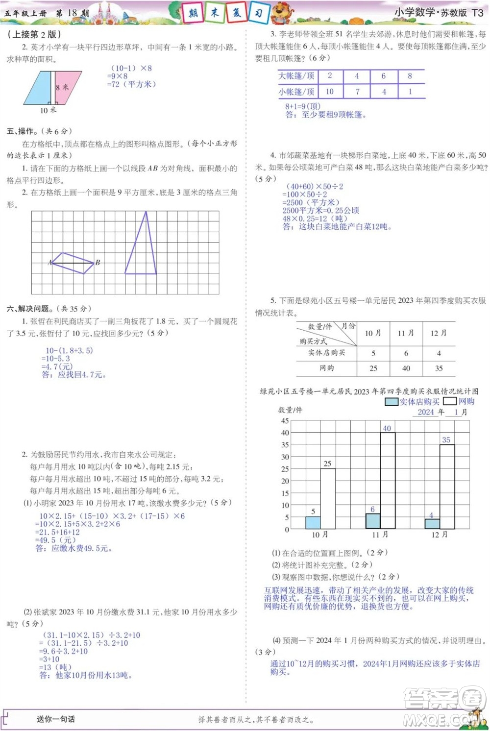 2023年秋少年智力開發(fā)報(bào)五年級(jí)數(shù)學(xué)上冊(cè)蘇教版第18-20期答案