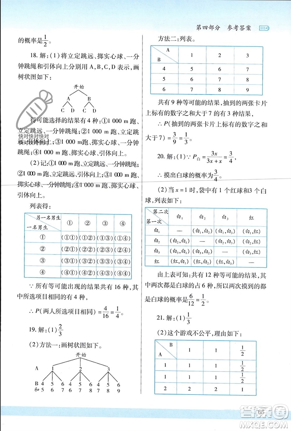 陜西師范大學(xué)出版總社有限公司2024寒假作業(yè)與生活九年級(jí)數(shù)學(xué)北師大版參考答案