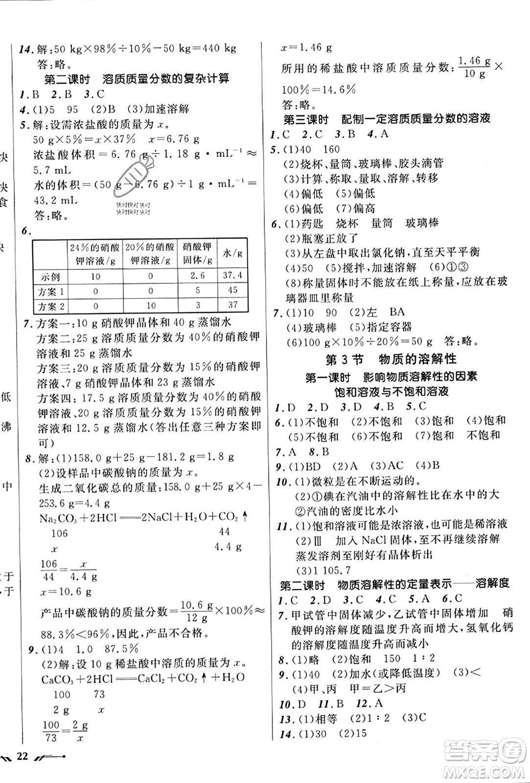 遼寧師范大學出版社2023年秋新課程新教材導航學化學九年級化學上冊上教版答案