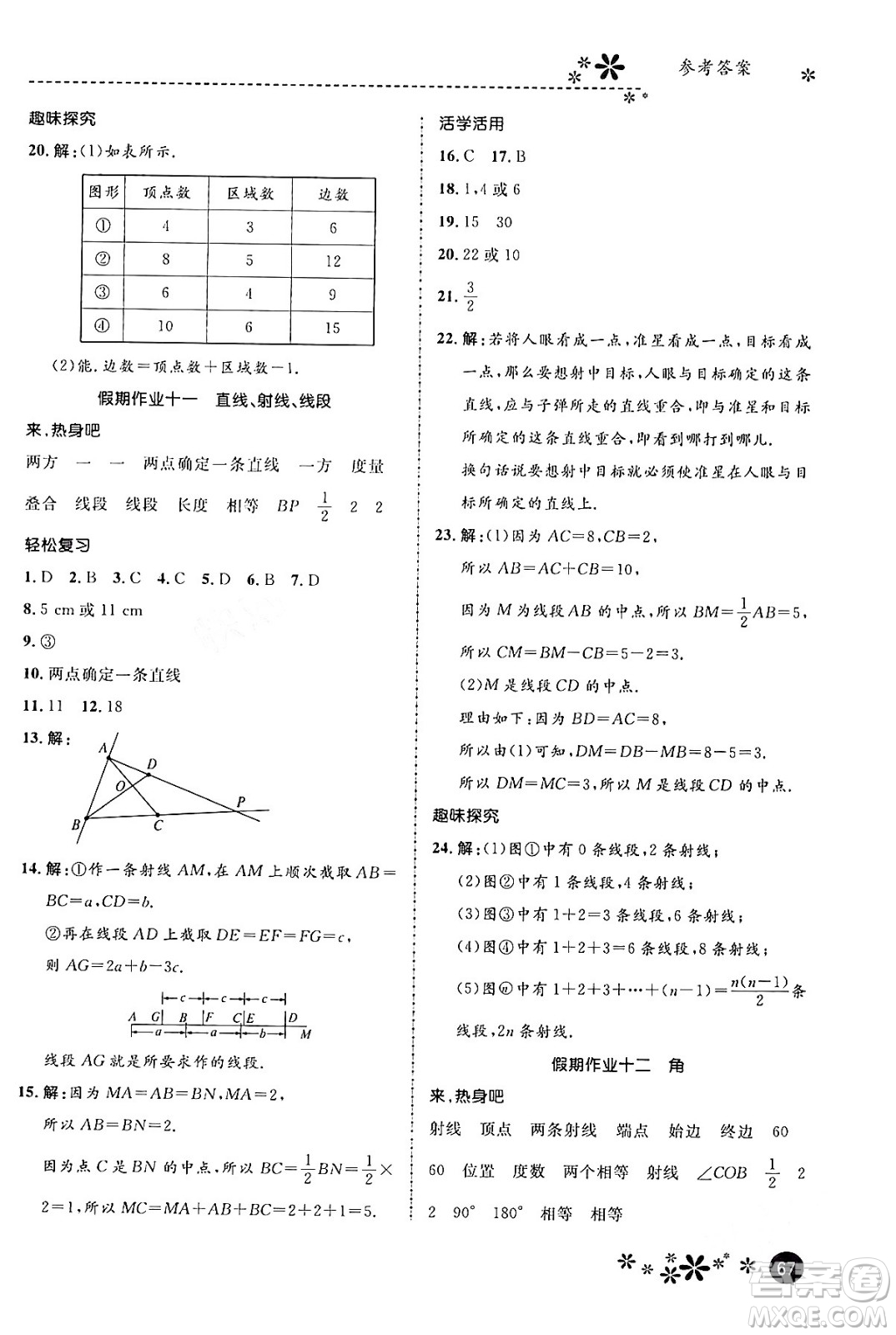 河北教育出版社2024寒假生活繽紛假期七年級數(shù)學(xué)通用版答案