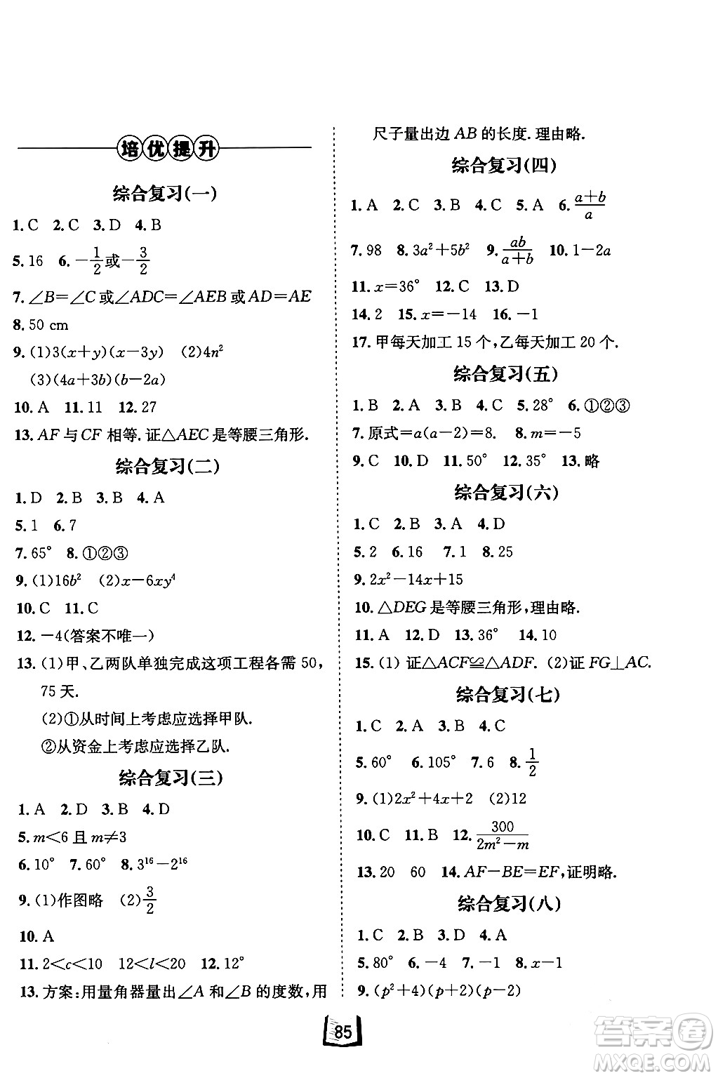 河北少年兒童出版社2024桂壯紅皮書寒假天地八年級數(shù)學通用版答案