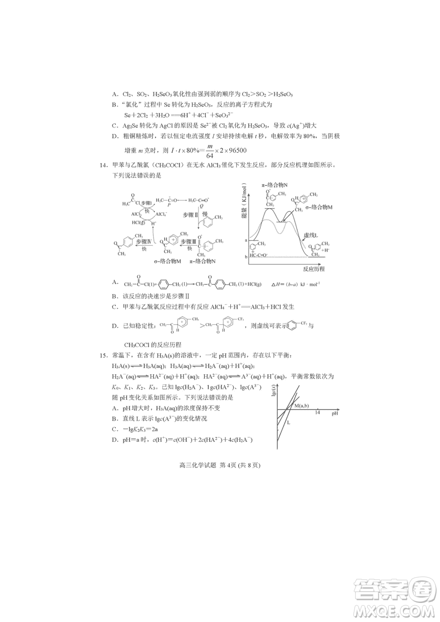 日照市2021級(jí)高三生上學(xué)期1月份期末校際聯(lián)合考試化學(xué)試題參考答案