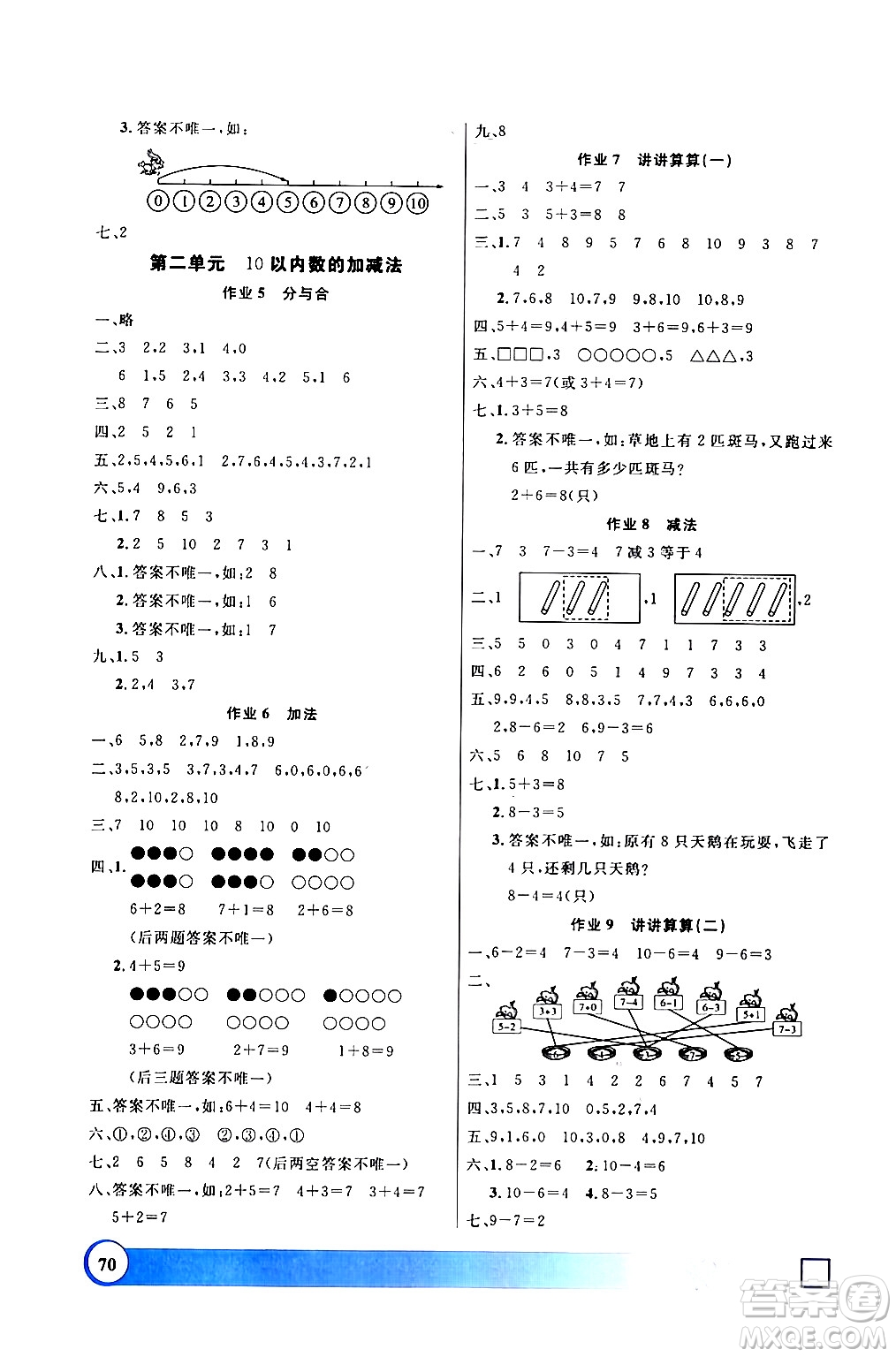 上海大學(xué)出版社2024鐘書金牌寒假作業(yè)導(dǎo)與練一年級數(shù)學(xué)通用版上海專版答案