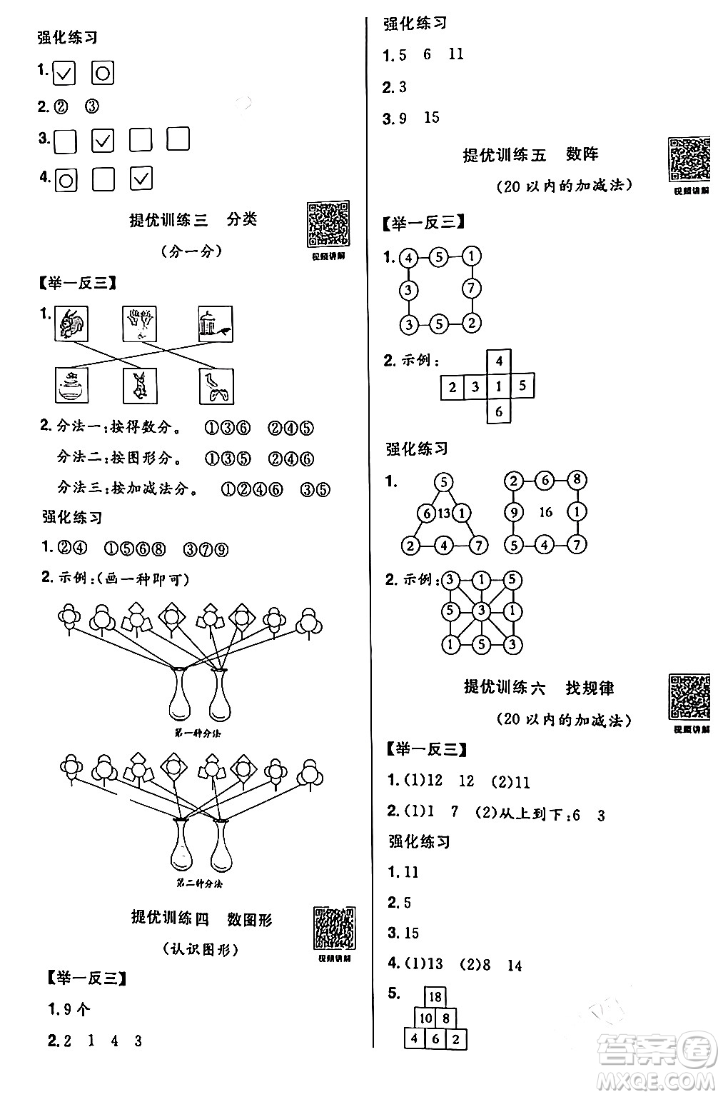 江西教育出版社2024陽(yáng)光同學(xué)寒假銜接一年級(jí)數(shù)學(xué)蘇教版答案