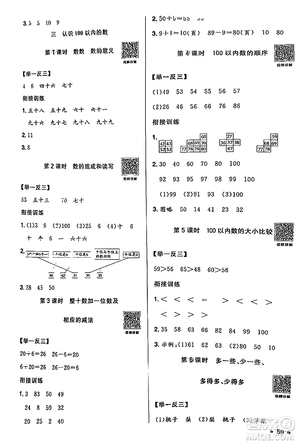 江西教育出版社2024陽(yáng)光同學(xué)寒假銜接一年級(jí)數(shù)學(xué)蘇教版答案