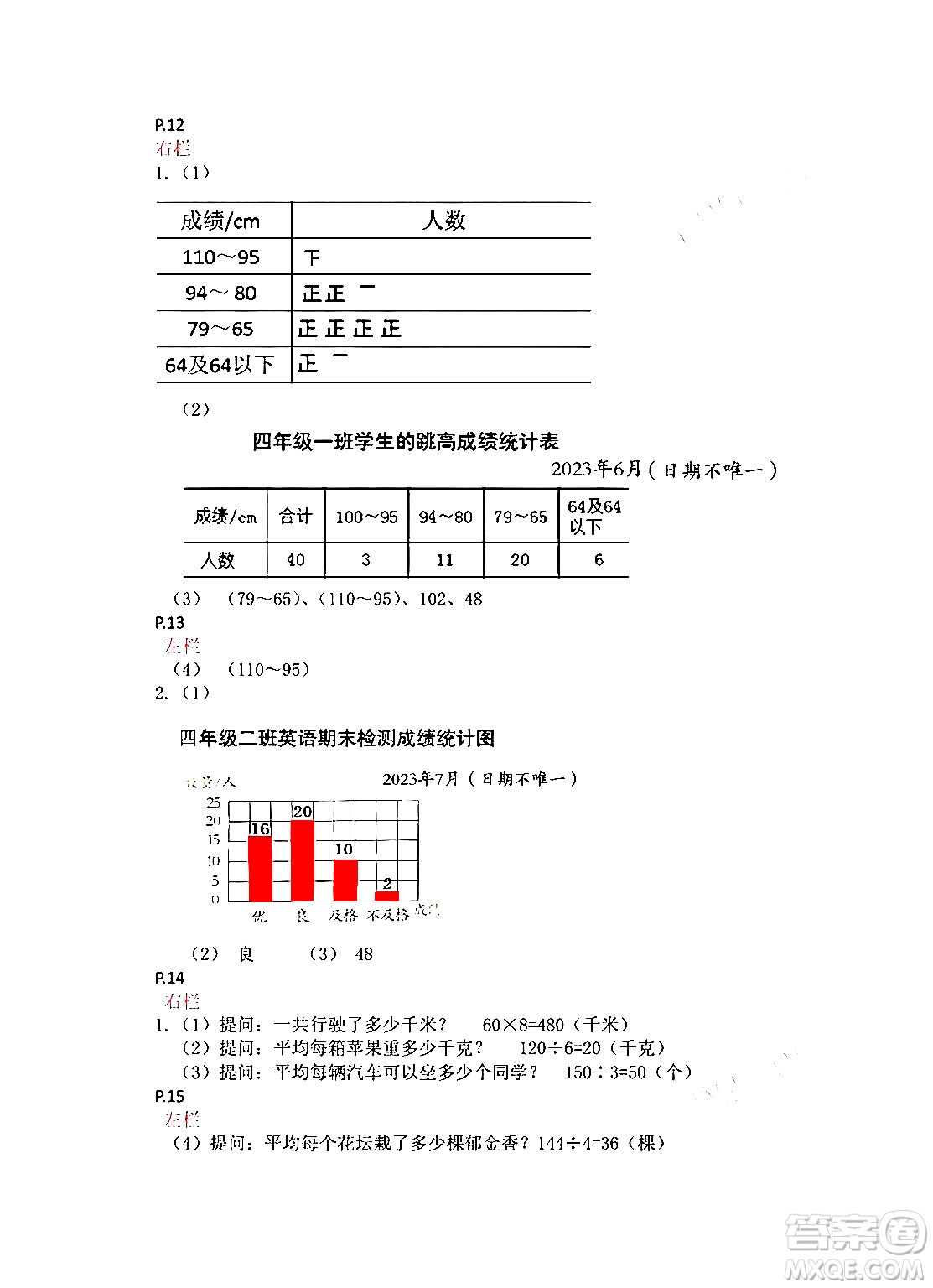 安徽少年兒童出版社2024寒假作業(yè)四年級數(shù)學(xué)蘇教版答案