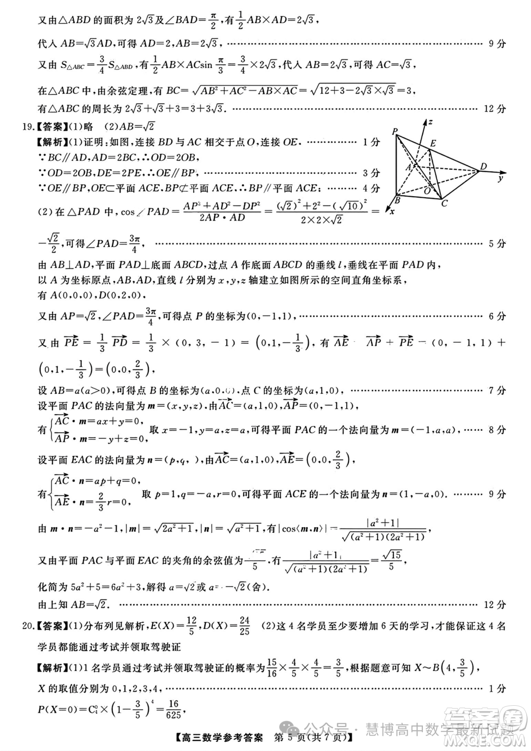 福建百校聯(lián)考2024屆高三下學(xué)期正月開學(xué)考試數(shù)學(xué)試題答案