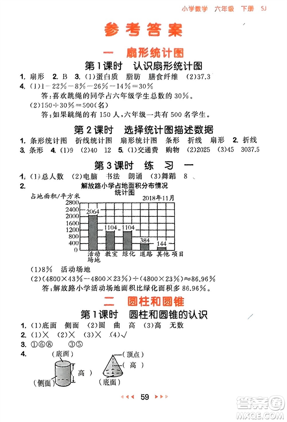 首都師范大學(xué)出版社2024年春53隨堂測六年級數(shù)學(xué)下冊蘇教版參考答案