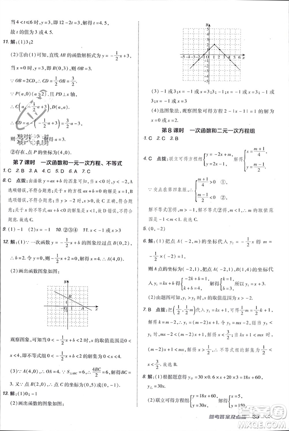 吉林教育出版社2024年春榮德基點(diǎn)撥訓(xùn)練八年級(jí)數(shù)學(xué)下冊(cè)人教版參考答案