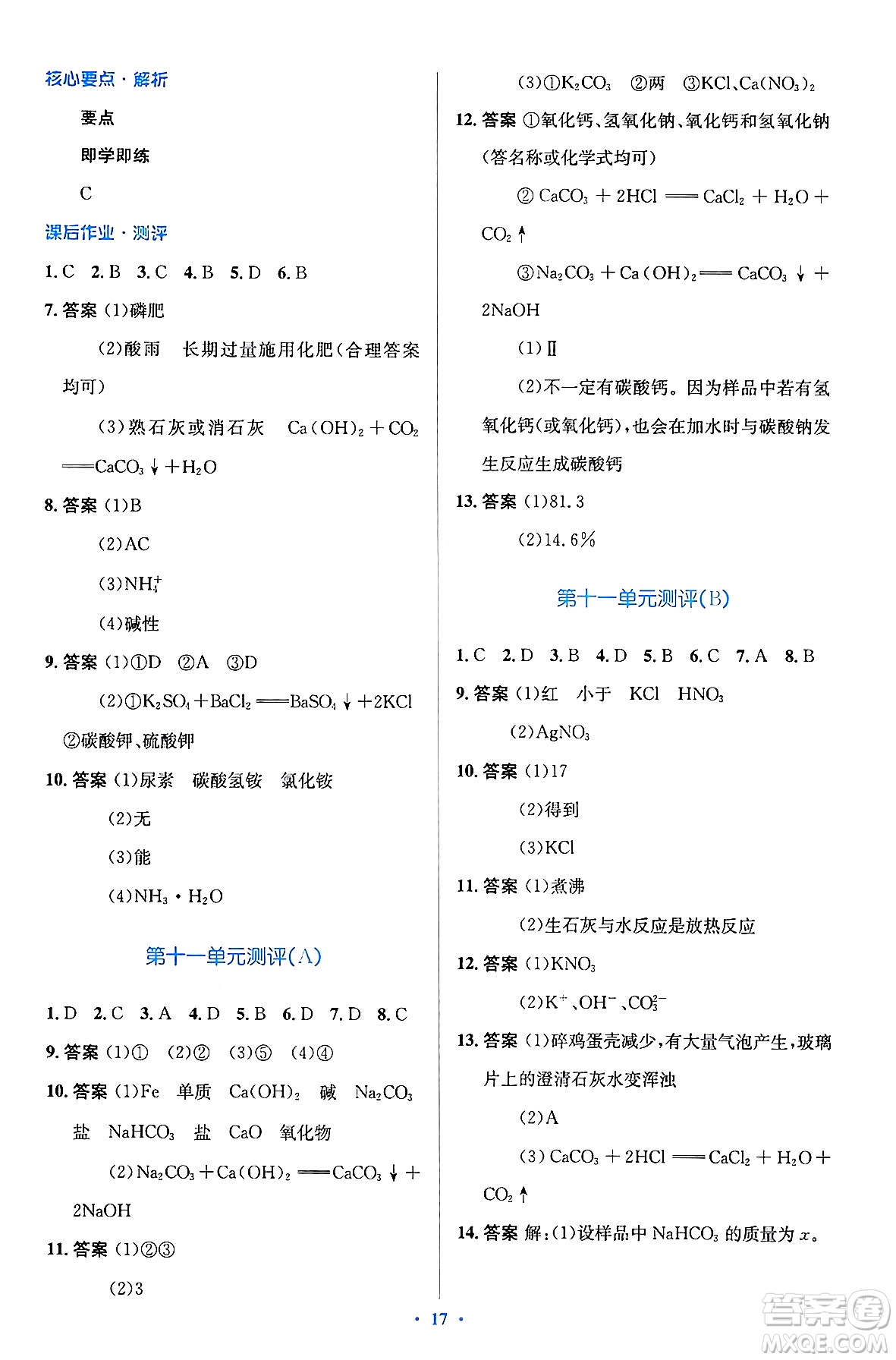 人民教育出版社2024年春人教金學(xué)典同步解析與測評學(xué)考練九年級化學(xué)下冊人教版廣東專版答案