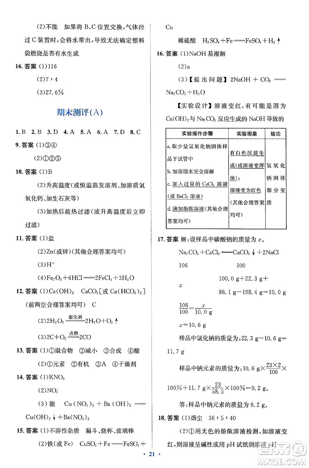 人民教育出版社2024年春人教金學(xué)典同步解析與測評學(xué)考練九年級化學(xué)下冊人教版廣東專版答案