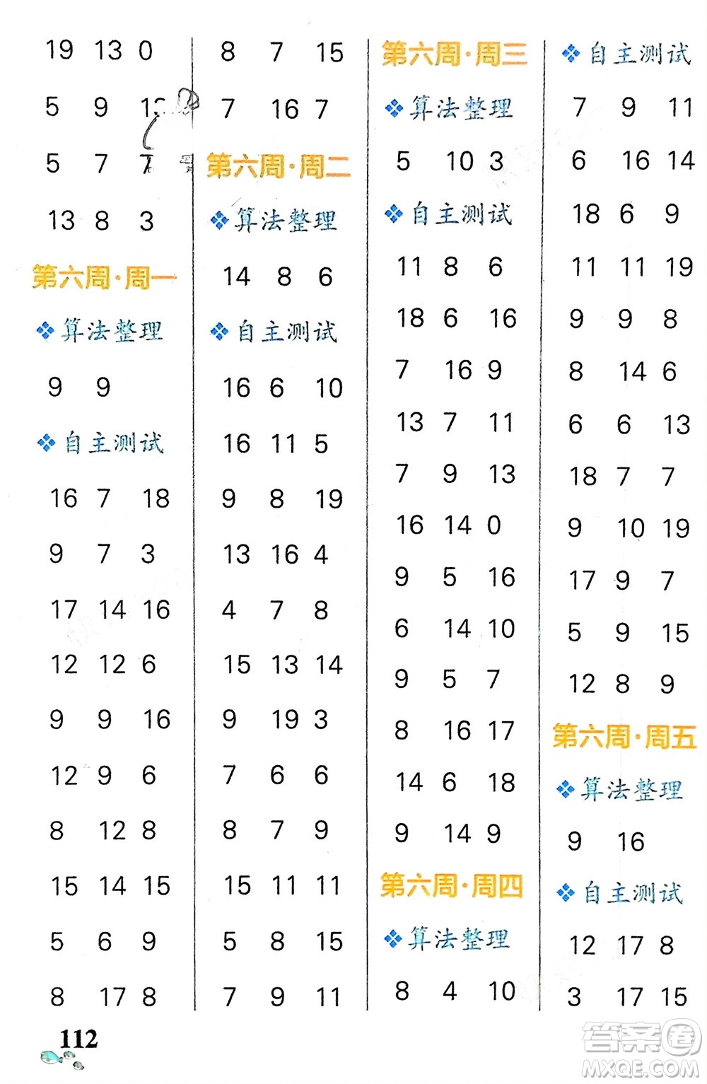 遼寧教育出版社2024年春小學(xué)學(xué)霸天天計(jì)算一年級(jí)數(shù)學(xué)下冊(cè)人教版廣東專版參考答案