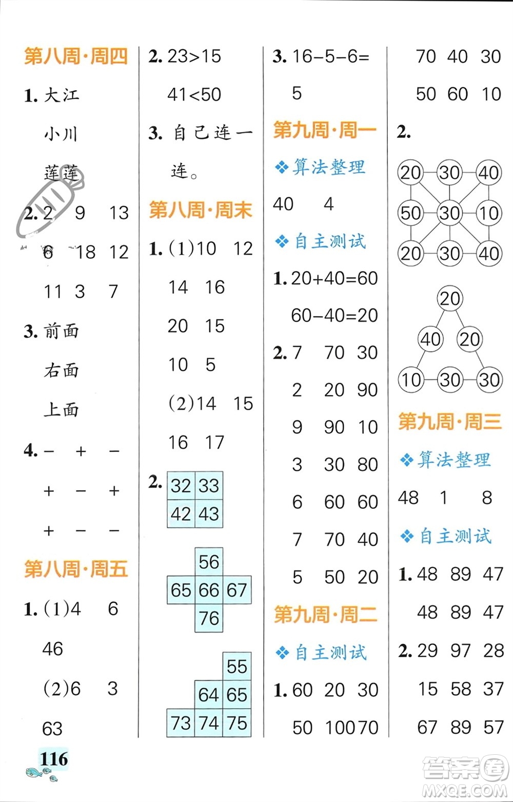 遼寧教育出版社2024年春小學(xué)學(xué)霸天天計(jì)算一年級(jí)數(shù)學(xué)下冊(cè)北師大版廣東專版參考答案