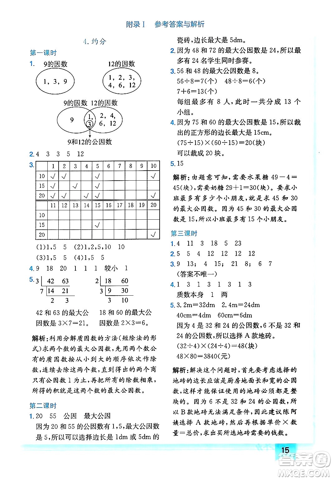 龍門書局2024年春黃岡小狀元作業(yè)本五年級(jí)數(shù)學(xué)下冊(cè)人教版廣東專版答案