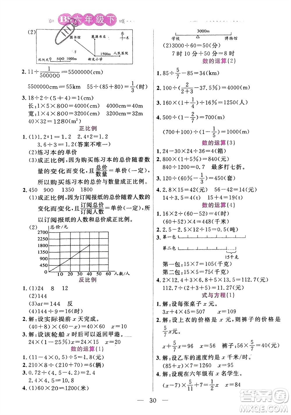 陽(yáng)光出版社2024年春揚(yáng)帆文化星級(jí)口算天天練六年級(jí)數(shù)學(xué)下冊(cè)北師大版參考答案