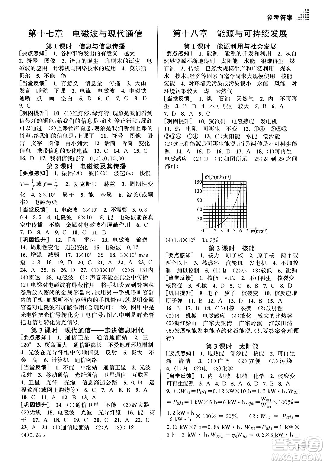 江蘇鳳凰美術出版社2024年春創(chuàng)新課時作業(yè)本九年級物理下冊江蘇版答案