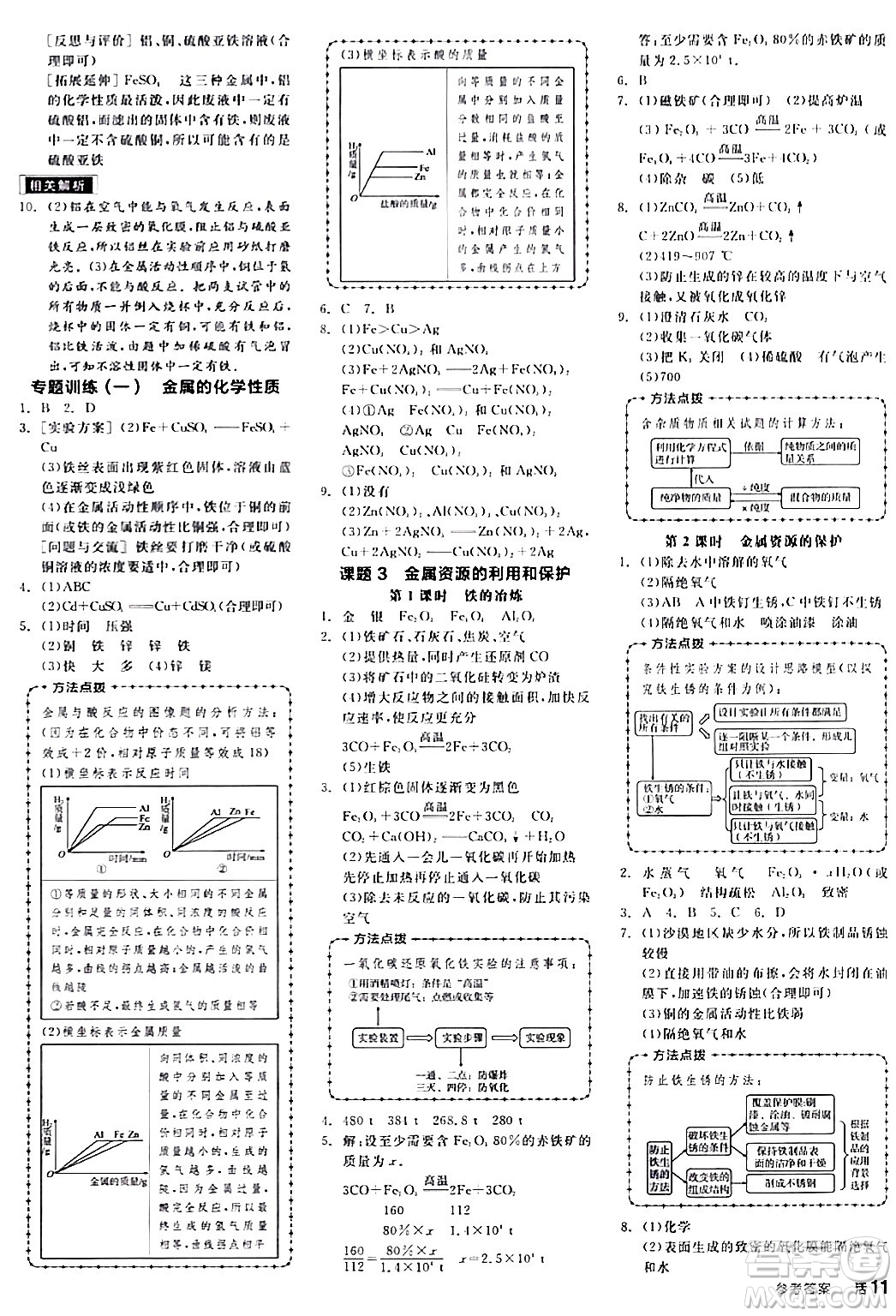 陽光出版社2024年春全品作業(yè)本九年級(jí)化學(xué)下冊(cè)人教版答案