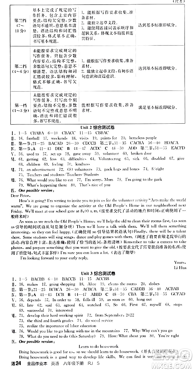 北京時代華文書局2024年春全品作業(yè)本八年級英語下冊人教版陜西專版答案