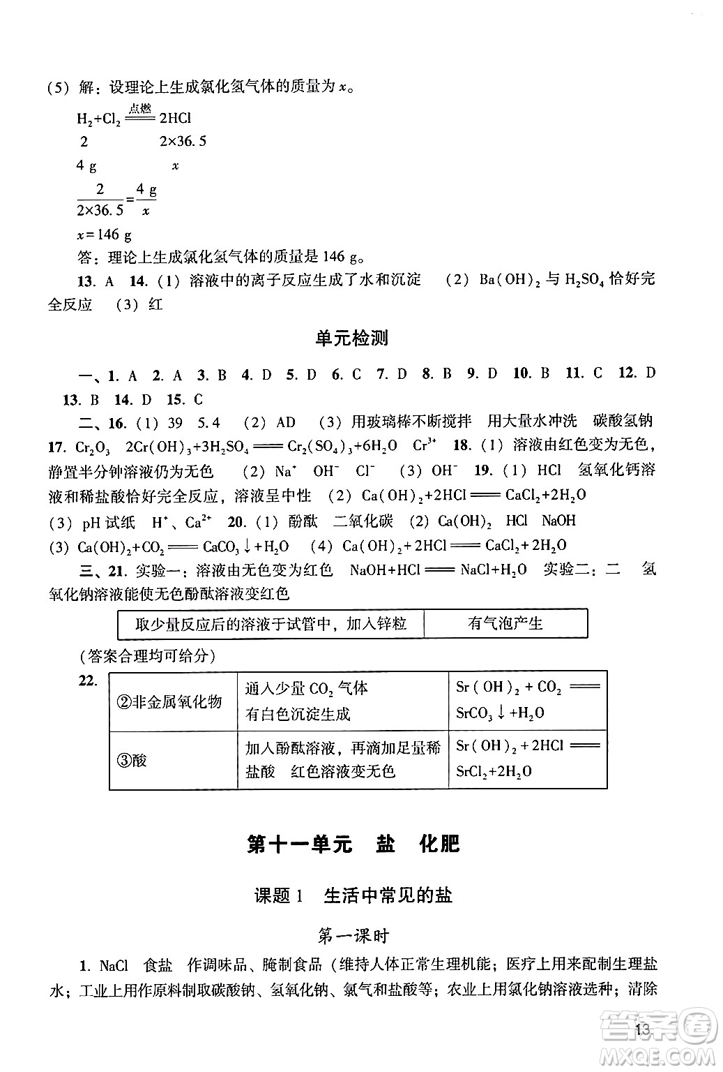 廣州出版社2024年春陽光學業(yè)評價九年級化學下冊人教版答案