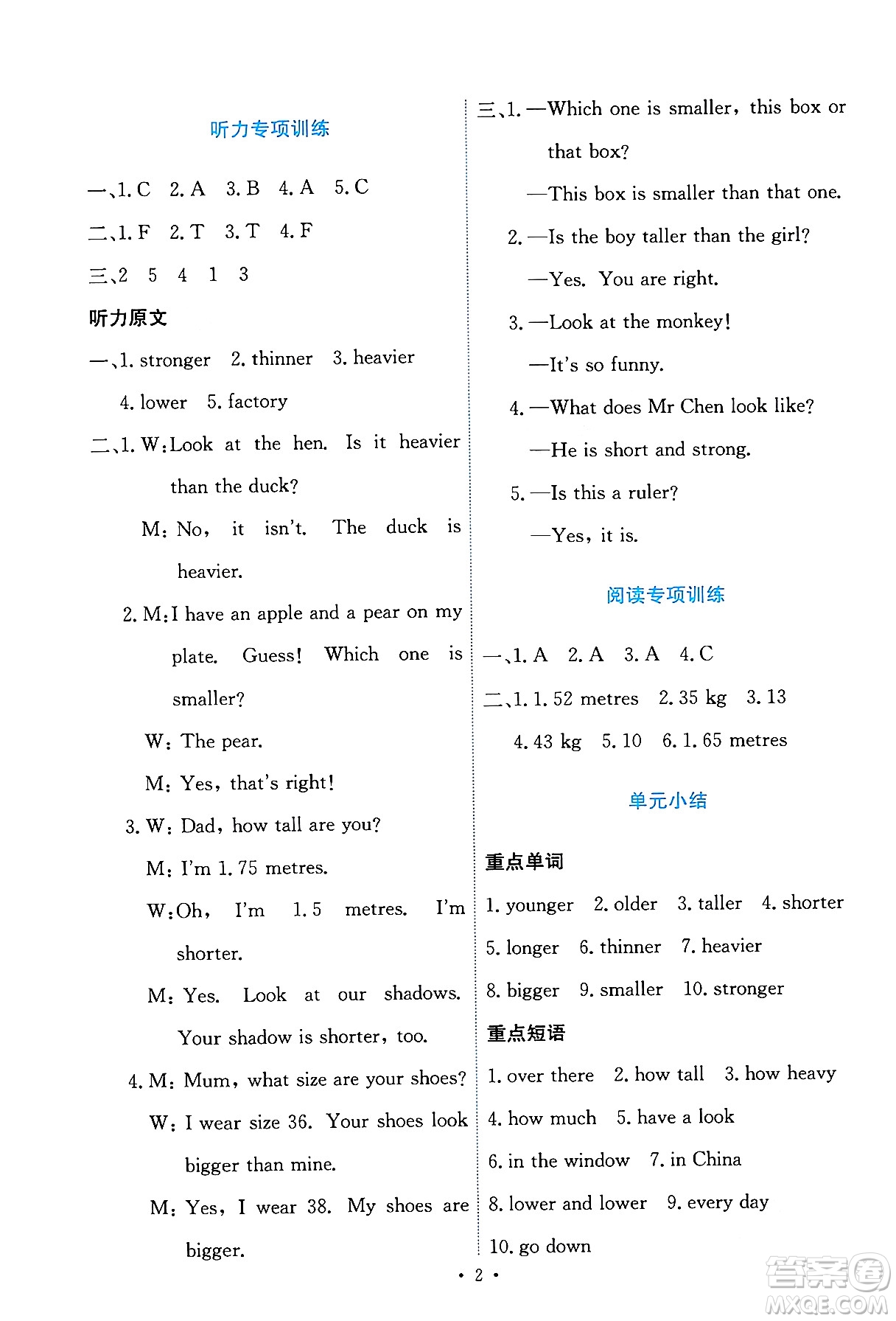 人民教育出版社2024年春能力培養(yǎng)與測(cè)試六年級(jí)英語(yǔ)下冊(cè)人教版答案