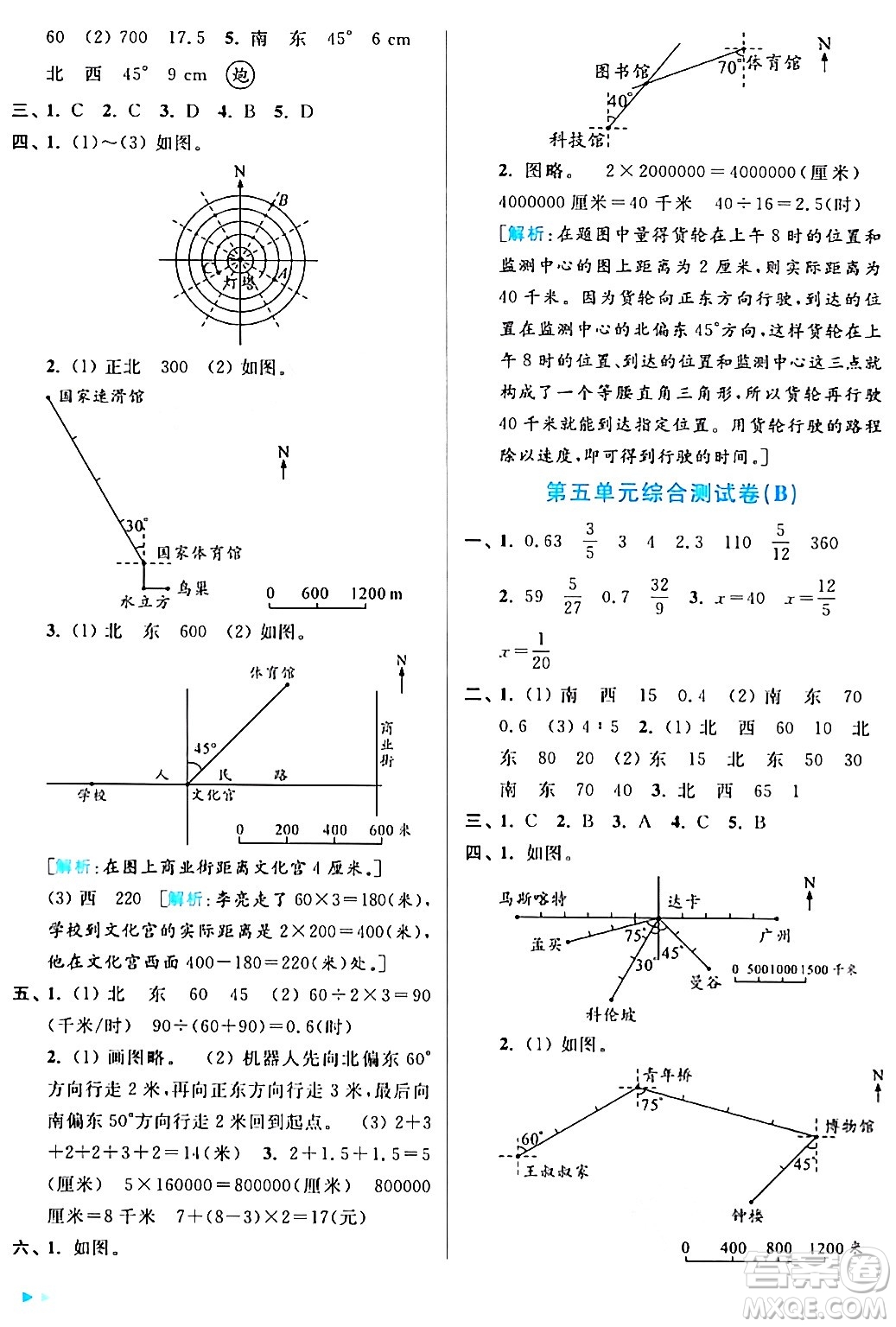 北京教育出版社2024年春亮點給力大試卷六年級數(shù)學(xué)下冊江蘇版答案