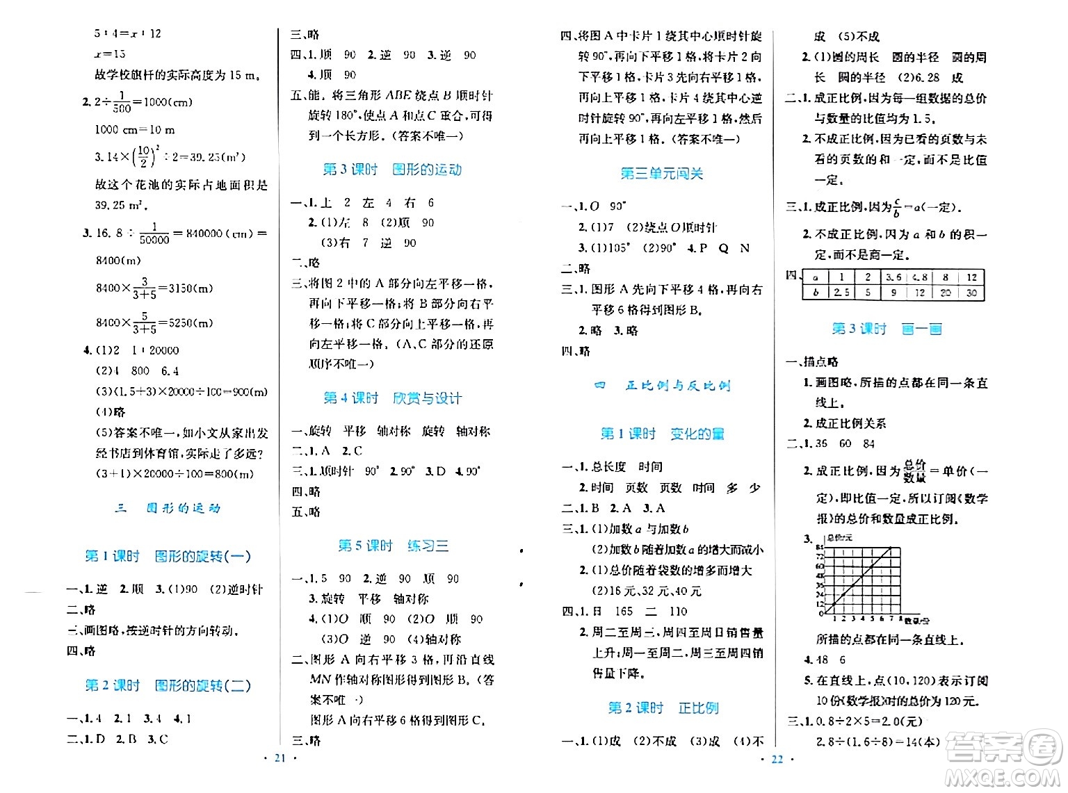 北京師范大學出版社2024年春小學同步測控優(yōu)化設計六年級數(shù)學下冊北師大版答案