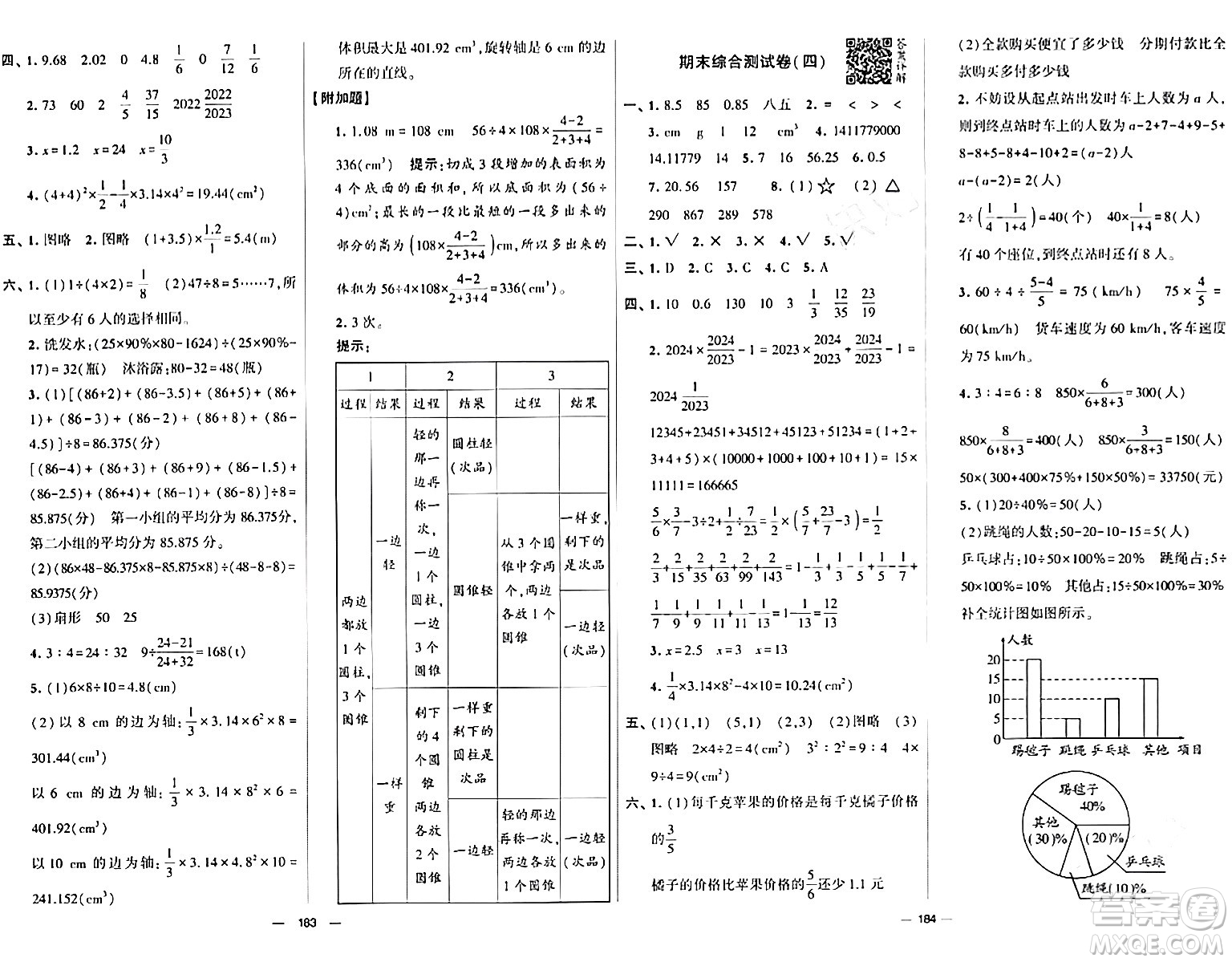 寧夏人民教育出版社2024年春學(xué)霸提優(yōu)大試卷六年級(jí)數(shù)學(xué)下冊(cè)人教版答案