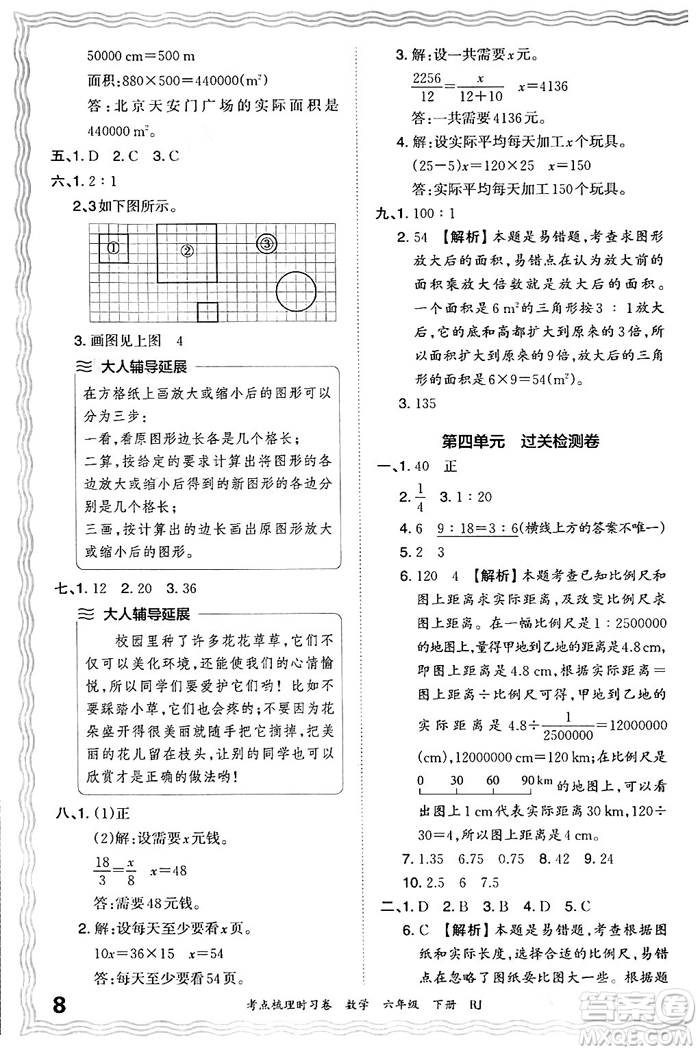 江西人民出版社2024年春王朝霞考點梳理時習(xí)卷六年級數(shù)學(xué)下冊人教版答案