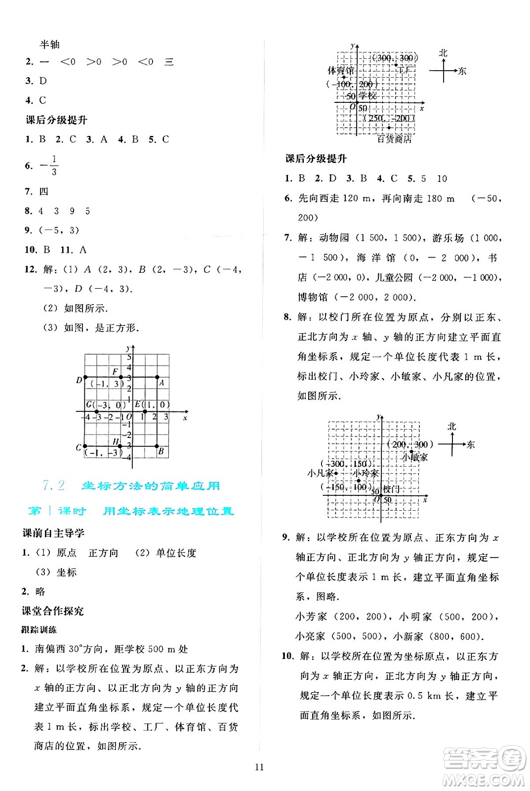 人民教育出版社2024年春同步輕松練習七年級數(shù)學下冊人教版答案