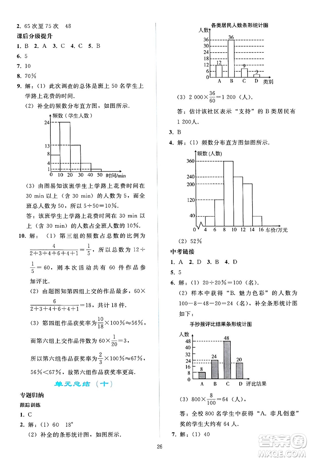 人民教育出版社2024年春同步輕松練習七年級數(shù)學下冊人教版答案