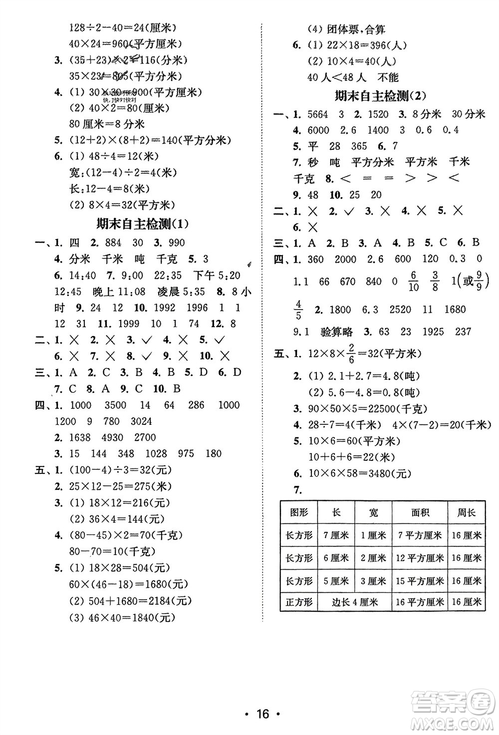 江蘇鳳凰美術(shù)出版社2024年春創(chuàng)新課時(shí)作業(yè)本三年級(jí)數(shù)學(xué)下冊(cè)江蘇版參考答案