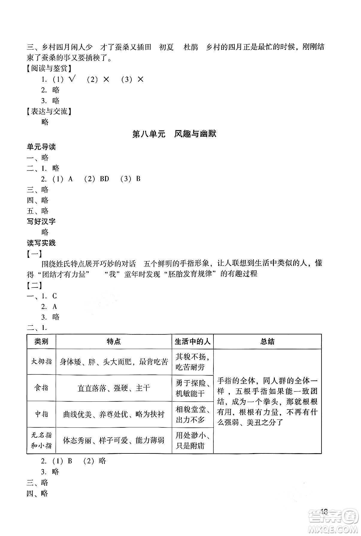 廣州出版社2024年春陽光學(xué)業(yè)評價五年級語文下冊人教版答案