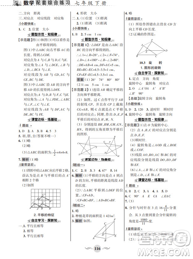 甘肅文化出版社2024年春配套綜合練習(xí)七年級數(shù)學(xué)下冊華師大版參考答案