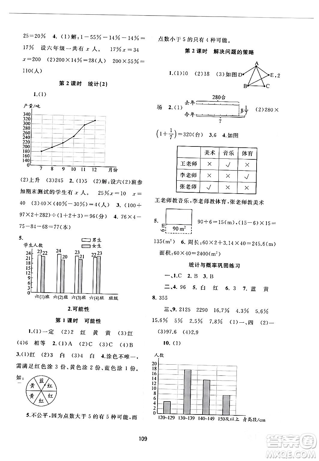 廣西師范大學出版社2024年春新課程學習與測評同步學習六年級數(shù)學下冊北師大版答案