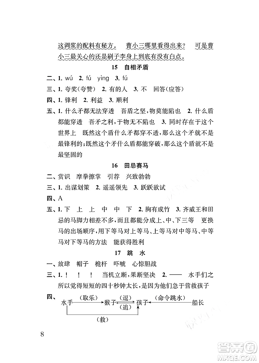 江蘇鳳凰教育出版社2024年春小學(xué)語(yǔ)文補(bǔ)充習(xí)題五年級(jí)語(yǔ)文下冊(cè)人教版答案