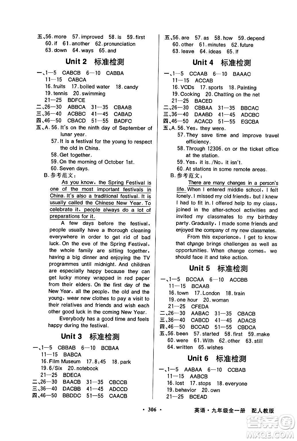 人民教育出版社2024年春同步導(dǎo)學與優(yōu)化訓練九年級英語下冊人教版答案