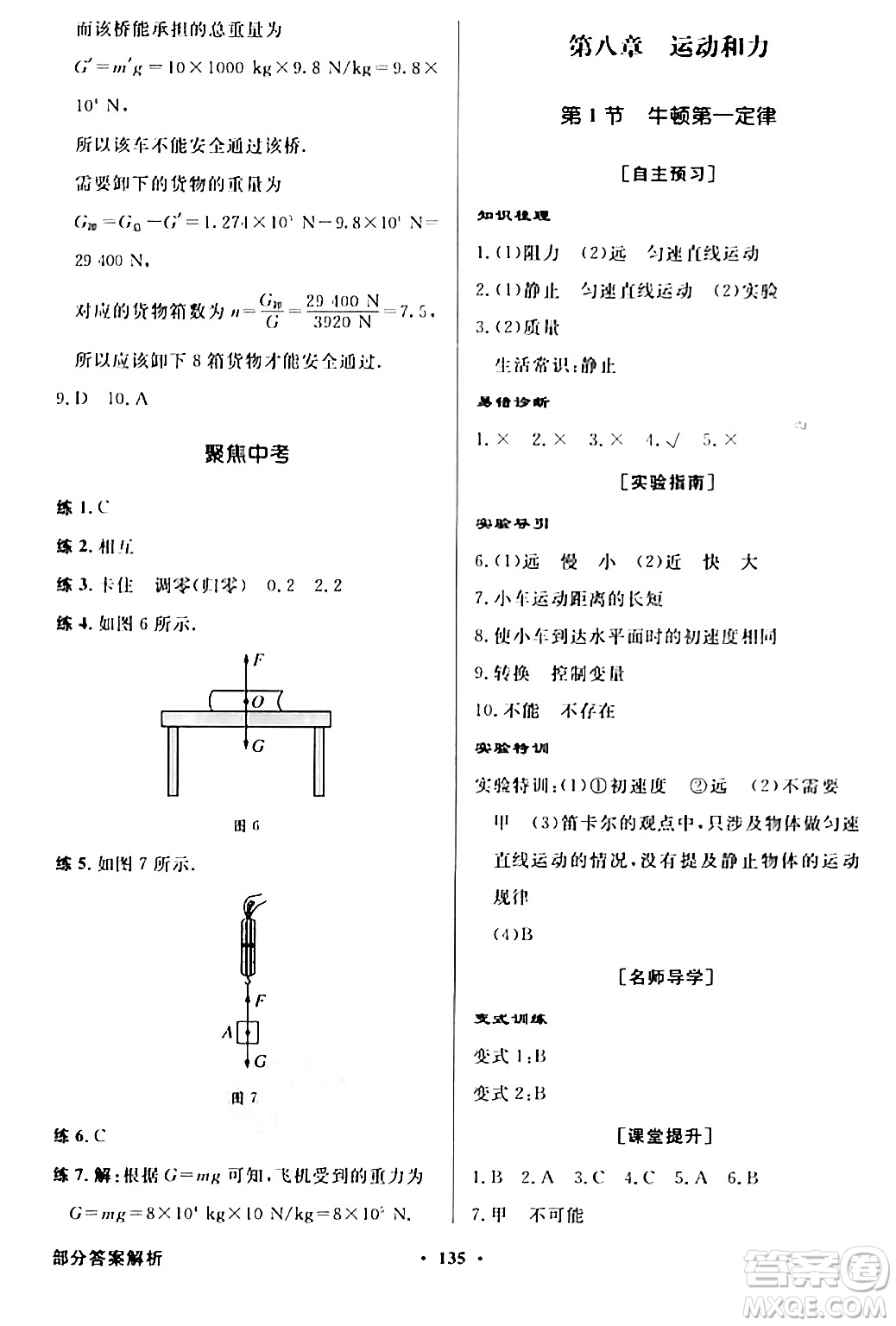 人民教育出版社2024年春同步導(dǎo)學(xué)與優(yōu)化訓(xùn)練八年級(jí)物理下冊(cè)人教版答案