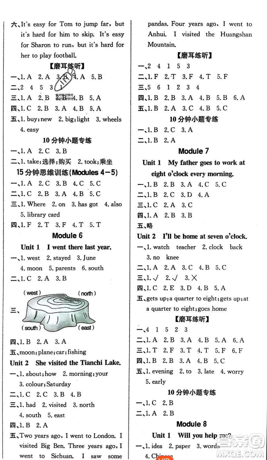 新世紀(jì)出版社2024年春百年學(xué)典同步導(dǎo)學(xué)與優(yōu)化訓(xùn)練五年級(jí)英語下冊(cè)外研版參考答案